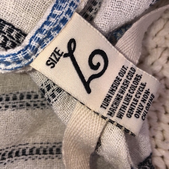 Indigo Rein size large linen & rayon blend striped romper - Picture 3 of 6